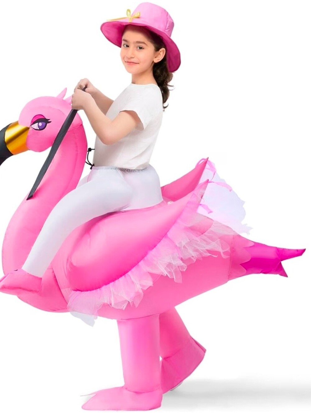 Kid's Inflatable Ride-On Pink Flamingo Costume